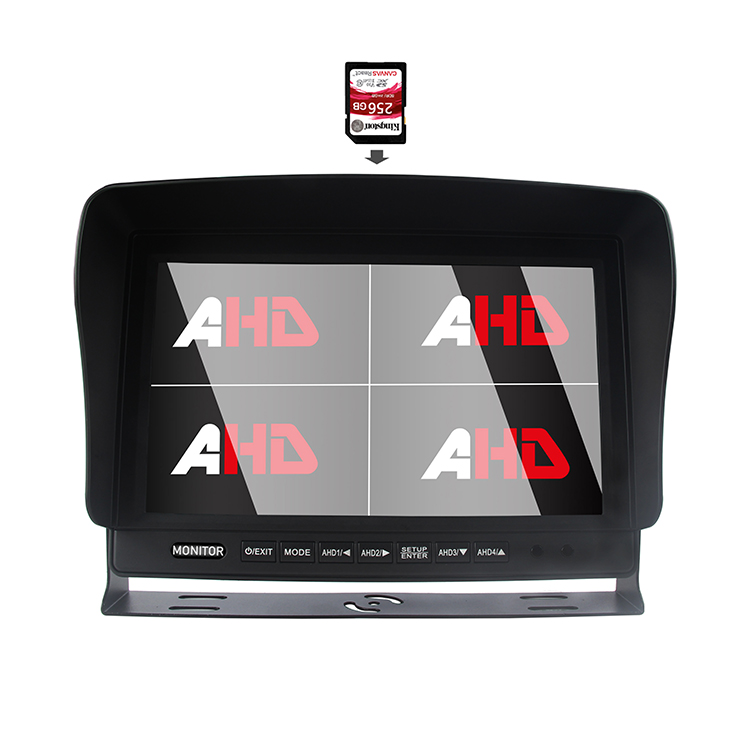 10.1 انچ AHD کواڈ اسپلٹ ڈسپلے SD DVR وہیکل مانیٹر